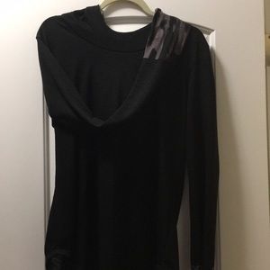 Black hooded long sleeve shirt